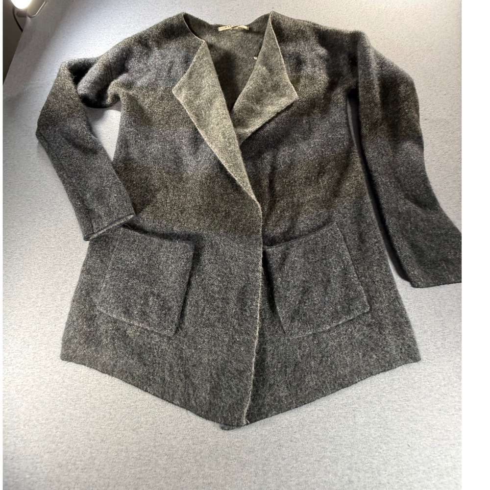Max Studio Wool Yak Hair Blend Open Front Cardigan Gray XL